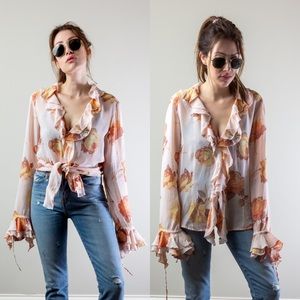 Blushe Vintage 90’s Ruffle Roses Blush Blouse